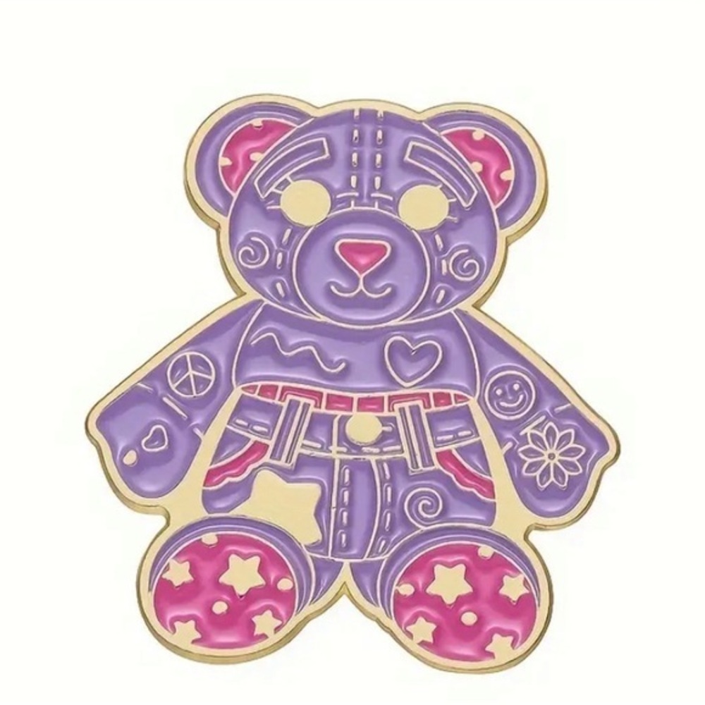NWT - Retro 90’s Doodle Bear Enamel Pin - measurements in pics